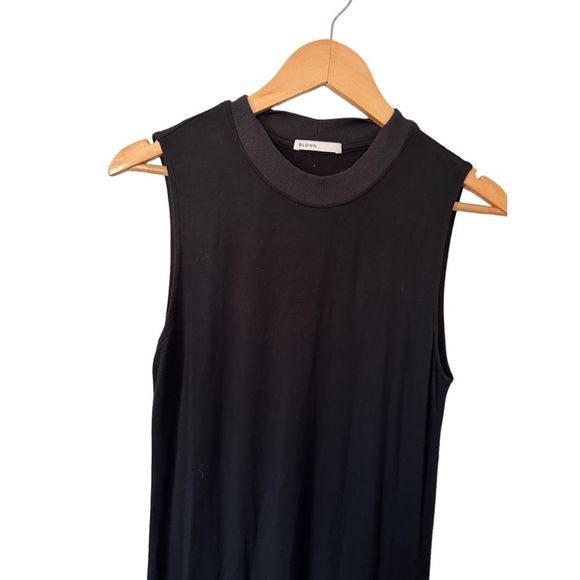 BLDWN Abbot Dress Black Sleeveless Cozy Maxi Dress Crewneck Cotton Slits Size XS - Picture 5 of 11